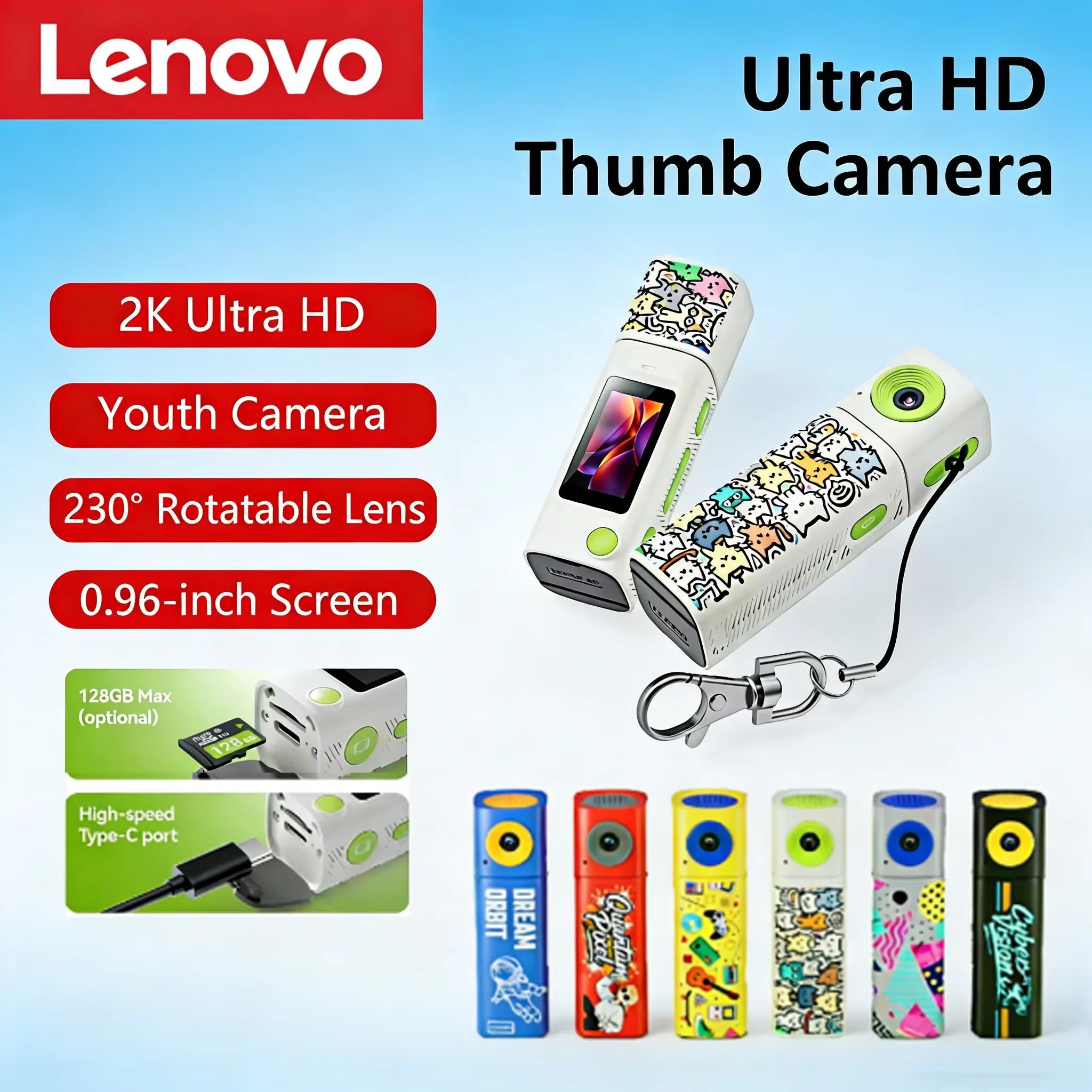 G10 Lipstick CCD 2K Mini Thumb Camera Student Action Camera 61° HD Wide-Angle Photo Video Recorder in DOPAMINE Colorway