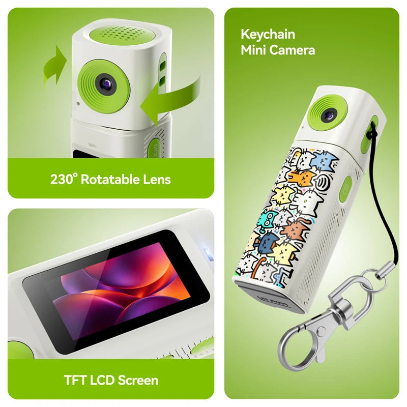 G10 Lipstick CCD 2K Mini Thumb Camera Student Action Camera 61° HD Wide-Angle Photo Video Recorder in DOPAMINE Colorway