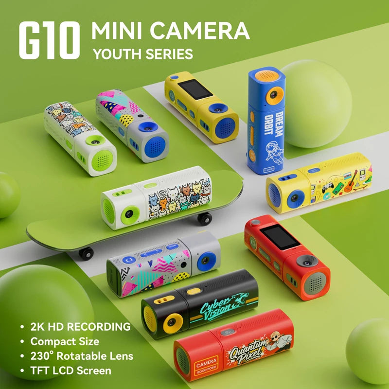G10 Lipstick CCD 2K Mini Thumb Camera Student Action Camera 61° HD Wide-Angle Photo Video Recorder in DOPAMINE Colorway