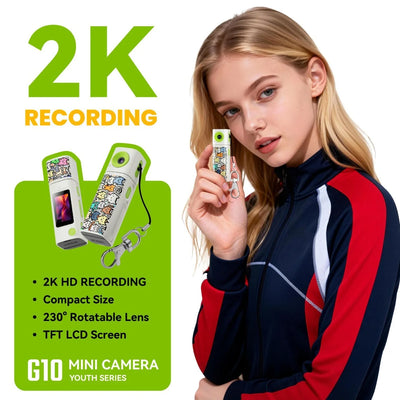 G10 Lipstick CCD 2K Mini Thumb Camera Student Action Camera 61° HD Wide-Angle Photo Video Recorder in DOPAMINE Colorway