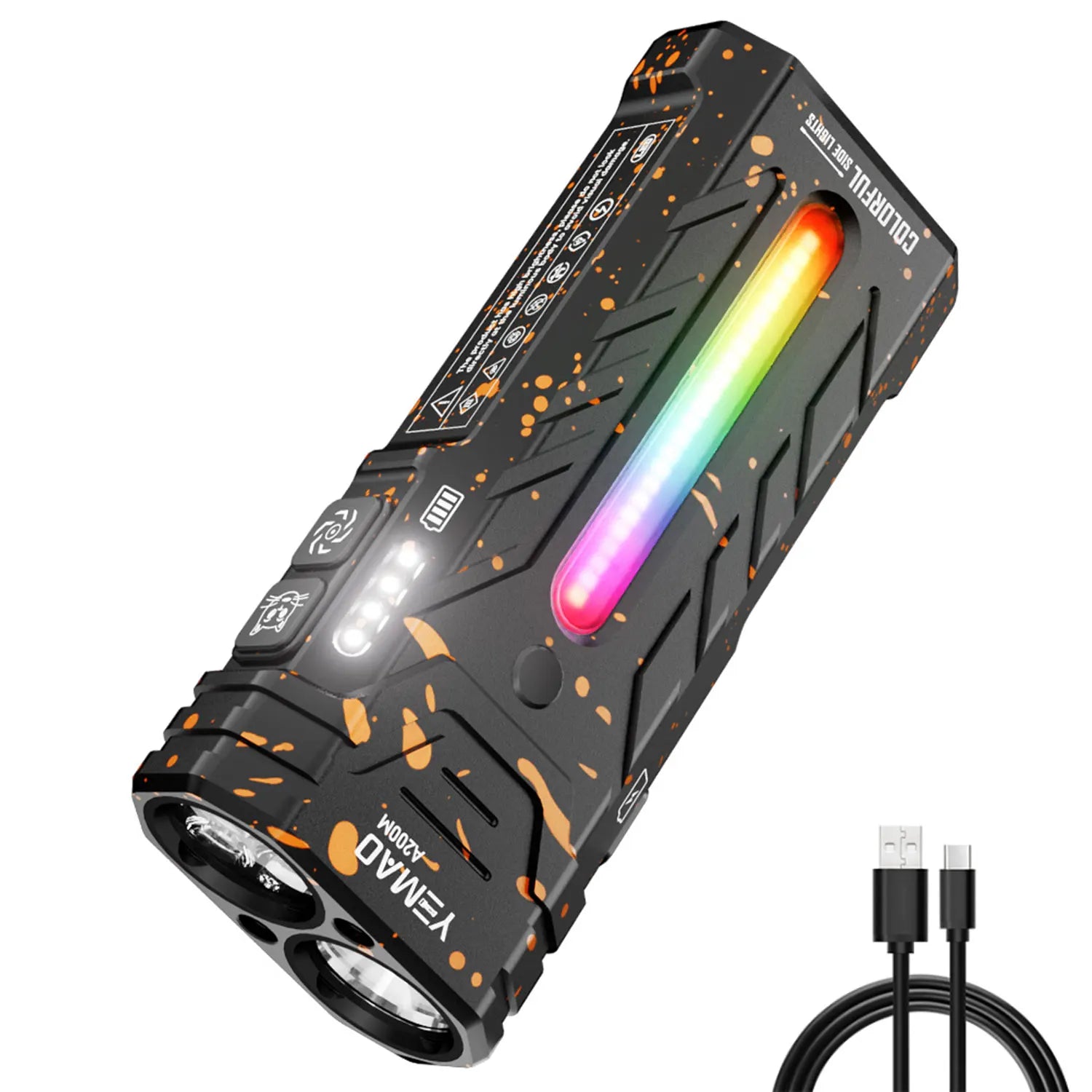 YM-A200M 5200LM Portable High-Performance LED Handheld Flashlight with Magnetic/Clip Torch Perfect for Outdoor Hiking Camping