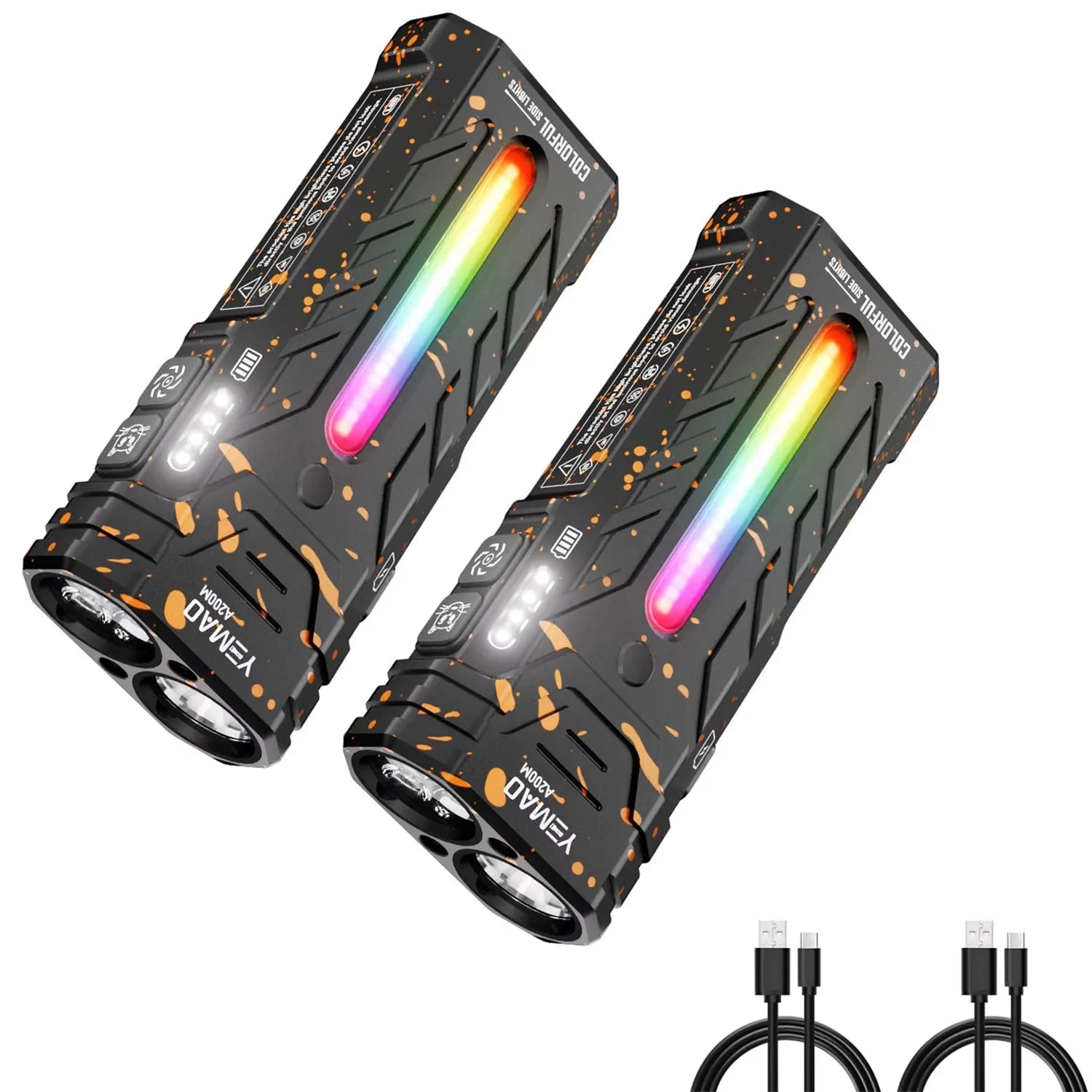 YM-A200M 5200LM Portable High-Performance LED Handheld Flashlight with Magnetic/Clip Torch Perfect for Outdoor Hiking Camping