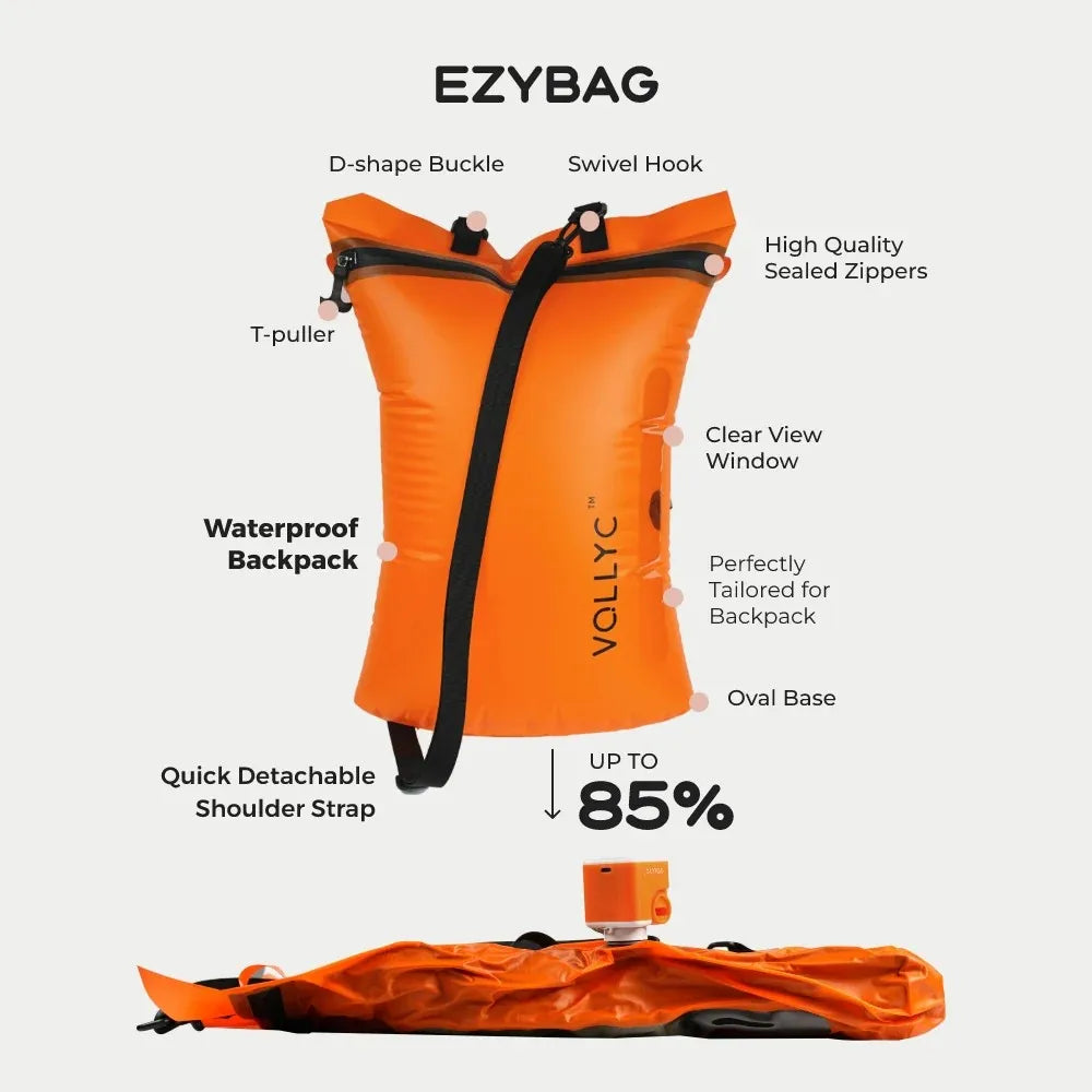 FLEXTAIL X VOLLYC EZYPACK - 25L Vacuum Storage Bag, Reusable Clothing Storage Bag, Travel Backpack Luggage Bag, 85% Compression